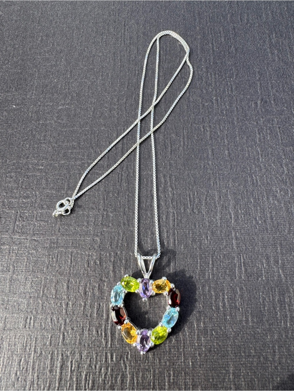 Swarovski Multicolor Heart Pendant Necklace - Silver Chain